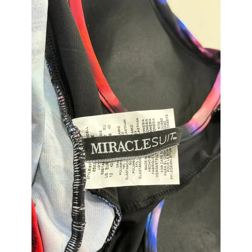 Miraclesuit Fuego Flora Revele Printed Underwire One-Piece Swimsuit US 12 NWOT